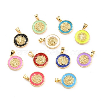 Plaqu Or V Ritable Couleur Mixte Rond Plat Laiton Mail Pendentif