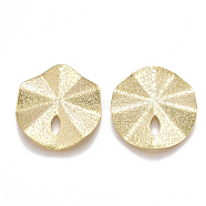 Brass Textured Pendants, Crinkle, Polygon, Real 18K Gold Plated, 30x28x2mm, Hole: 1.4mm(X-KK-T038-95G)