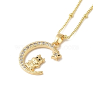 Brass Micro Pave Clear Cubic Zirconia Pendants Necklaces, The 12 Animals of the Chinese Zodiac, Real 18K Gold Plated, Cattle, 17.28 inch(43.9cm)(NJEW-K269-05G-10)