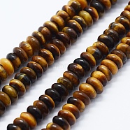 Natural Tiger Eye Beads Strands, Rondelle, 6x3mm, Hole: 0.5mm, about 128pcs/strand, 15.94 inch(40.5cm)(G-I193-09)