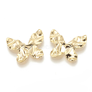 Brass Pendants, Butterfly, Bumpy, Nickel Free, Real 18K Gold Plated, 20x25x3.5mm, Hole: 1mm(KK-N190-06)