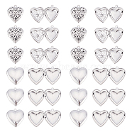 20Pcs 2 Style 304 Stainless Steel Diffuser Locket Pendants, Photo Frame Pendants for Necklaces, Heart, Stainless Steel Color, 22.5~24.5x19~22.5x5.5~6.3mm, hole: 1.6~2mm, Inner Diameter: 14~16.5x13.5~16mm, 10pcs/style(STAS-DC0007-58)