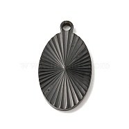 Ion Plating(IP) 304 Stainless Steel Pendants, Oval Charm, Black, 22.5x13x1.9mm, Hole: 1.6mm(STAS-D025-05B-02)