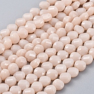 Glass Beads Strands, Faceted, Flat Round, PeachPuff, 6x4mm, Hole: 1.2mm, about 98pcs/Strand, 22 inch(53.5cm)(EGLA-J149-B11)