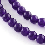 Dyed Natural Jade Round Bead Strands, Indigo, 4mm, Hole: 1mm, about 92pcs/strand, 15.7 inch(G-Q937-4mm-22)