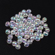 Faceted Eco-Friendly Transparent Acrylic Round Beads, AB Color, Clear AB, 6mm, Hole: 1mm, about 500pcs/50g(X-TACR-K001-6mm-22)
