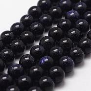 Blue Goldstone Beads Strands, Round, 10mm, Hole: 1mm, about 40pcs/strand, 15 inch(G-D840-81-10mm)