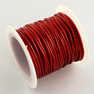 Korean Waxed Polyester Cords, Red, 1mm, about 10.93 yards(10m)/roll, 25rolls/bag(YC-R004-1.0mm-02)