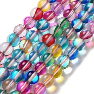 Synthetic Moonstone Beads Strands, Round, Mixed Color, 8mm, Hole: 1mm, about 23~24pcs/strand, 7.09~7.32 inch(18~18.6cm)(G-P528-J02-21)