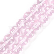 Handmade Bumpy Lampwork Beads Strands, with Enamel, Round, Pearl Pink, 10~11mm, Hole: 1.5~1.6mm, about 36~40pcs/strand, 13.19~14.76 inch(33.5~37.5cm)(LAMP-F032-03A)