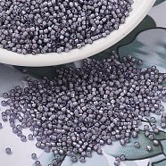 MIYUKI Delica Beads, Cylinder, Japanese Seed Beads, 11/0, (DB1789) White Lined Amethyst AB, 1.3x1.6mm, Hole: 0.8mm, about 2000pcs/10g(X-SEED-J020-DB1789)