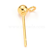 Ion Plating(IP) 304 Stainless Steel Ball Post Stud Earring Findings, with Horizontal Loops and 316 Surgical Stainless Steel Pin, Real 18K Gold Plated, 13x5x3mm, Hole: 1.2mm, Pin: 0.7mm(STAS-E163-44G)