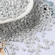 Baking Paint Glass Seed Beads, Cylinder, WhiteSmoke, 2.5x2mm, Hole: 1.4mm, about 45359pcs/pound(SEED-S042-15A-01)