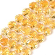 Natural Citrine Bead Strands, Faceted, Flat Round, 10~10.5x10.5~11x5.5~6mm, Hole: 1mm, about 29pcs/strand, 14.76 inch(37.5cm)(G-C116-A05-01)