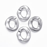 Spray Painted CCB Plastic Linking Rings, Quick Link Connectors, For Jewelry Curb Chains Making, Oval Twist, Silver, 32x29.5x9mm, Inner Diameter: 12x20mm(CCB-R104-05B-03)