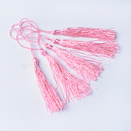 Polyester Tassel Decorations, Pendant Decorations, Pink, 130x6mm, Tassel: 70~90mm(X-OCOR-Q023-38)