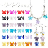 SUNNYCLUE DIY Transparent Butterfly Drop Earring Making Kit, Including Glass Pendants, Brass Ice Pick Pinch Bails & French Earring Hooks, Mixed Color, Pendant: 48pcs/box(DIY-SC0018-34)