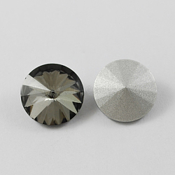 Glass Pointed Back Rhinestone, Rivoli Rhinestone, Back Plated, Cone, Black, 12x6mm(RGLA-R003-12mm-10)