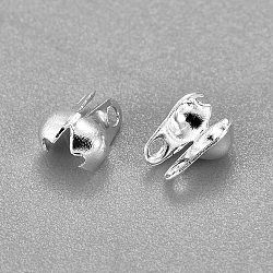 304 Stainless Steel Bead Tips, Calotte Ends, Clamshell Knot Cover, Silver, 5x4mm, Hole: 0.5mm(X-STAS-P126-04S)