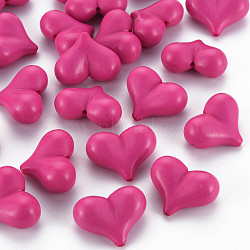 Opaque Acrylic Beads, Heart, Medium Violet Red, 17x22x10mm, Hole: 1.4mm, about 255pcs/500g(MACR-S373-70-A03)