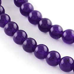 Dyed Natural White Jade Round Bead Strands, Indigo, 4mm, Hole: 1mm, about 92pcs/strand, 15.7 inch(G-Q937-4mm-22)