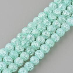 Synthetic Crackle Quartz Beads Strands, Round, Dyed, Pale Turquoise, 12mm, Hole: 1mm, about 32pcs/strand, 15.7 inch(GLAA-S134-12mm-11)