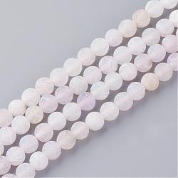 Natural Fire Crackle Agate Bead Strands, Frosted, Dyed, Round, Floral White, 6mm, Hole: 1.5mm, about 63pcs/strand, 15.7 inch(G-S216-6mm-09)