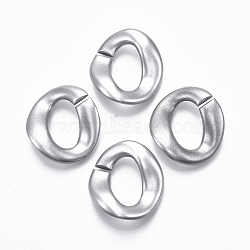 Spray Painted CCB Plastic Linking Rings, Quick Link Connectors, For Jewelry Curb Chains Making, Oval Twist, Silver, 32x29.5x9mm, Inner Diameter: 12x20mm(CCB-R104-05B-03)