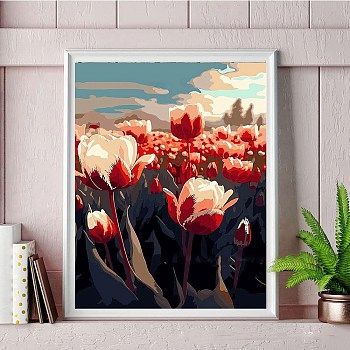 Tulip Flower DIY Natural Scenery Pattern 5D Diamond Painting Kits, Colorful, 400x300mm