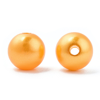 Spray Painted ABS Plastic Imitation Pearl Beads, Round, Dark Orange, 10x9.5mm, Hole: 2mm, about 1040 pcs/500g