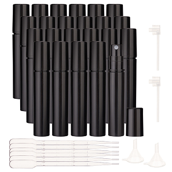 80 Sets 3ML Plastic Spray Bottles with 2Pcs Mini Transparent Plastic Funnel Hopper, 6Pcs 2ml Disposable Plastic Dropper and 2pcs Plastic Pump, Black, 1.2~14.5x0.25~6.7cm