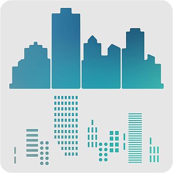 Plastic Reusable Drawing Painting Stencils Templates, for Painting on Scrapbook Paper Wall Fabric Floor Furniture Wood, Square, Tower Pattern, 300x300mm
