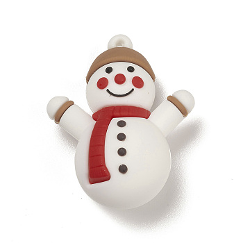 PVC Plastic Christmas Style Big Pendants, Snowman, 52x41.5x24mm, Hole: 2.8mm