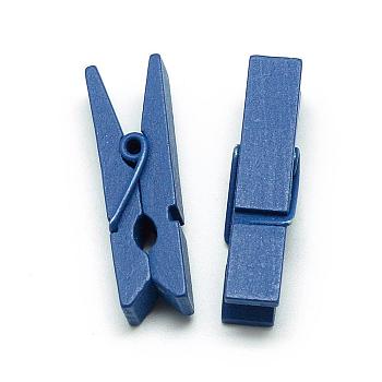 Dyed Wooden Craft Pegs Clips, Dark Blue, 35x7x10mm