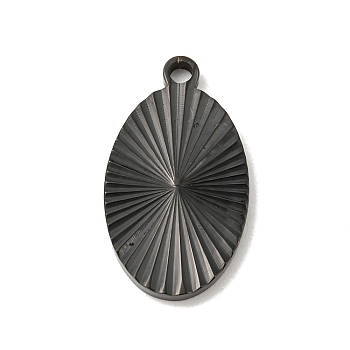 Ion Plating(IP) 304 Stainless Steel Pendants, Oval Charm, Black, 22.5x13x1.9mm, Hole: 1.6mm