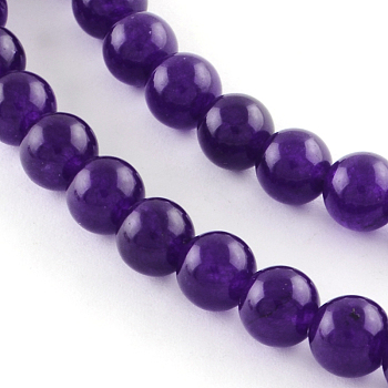 Dyed Natural Jade Round Bead Strands, Indigo, 4mm, Hole: 1mm, about 92pcs/strand, 15.7 inch