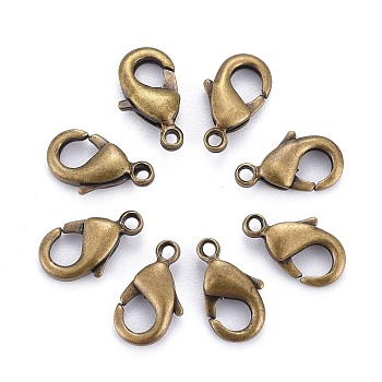 Brass Lobster Claw Clasps, Parrot Trigger Clasps, Cadmium Free & Nickel Free & Lead Free, Antique Bronze, 10x5x3mm, Hole: 1mm