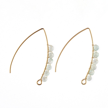 Dangle Earrings, with Natural Green Aventurine Round Beads, 304 Stainless Steel Earring Hooks and Copper Wire, 42x29.6x4.3mm