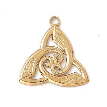 Ion Plating(IP) 304 Stainless Steel Pendants, Trinity Knot Charms, Real 18K Gold Plated, 26.5x25x2mm, Hole: 2.9mm