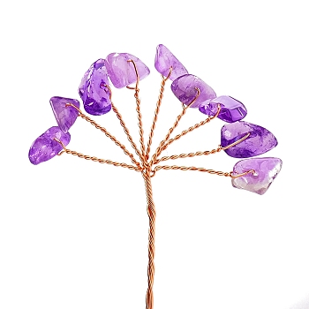 Natural Amethyst Display Decorations, Home Office Decorations, Flower, Golden, 120mm
