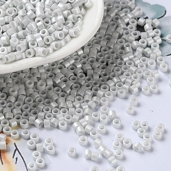 Baking Paint Glass Seed Beads, Cylinder, WhiteSmoke, 2.5x2mm, Hole: 1.4mm, about 45359pcs/pound