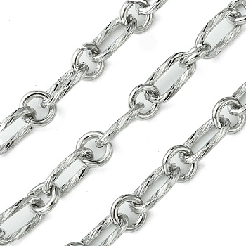 304 Stainless Steel Chains, Unwelded, with Spool, Stainless Steel Color, 12x6x1.5mm
