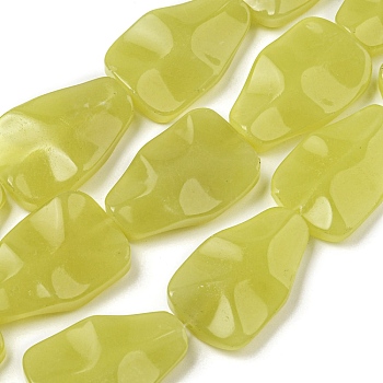 Natural Lemon Jade Beads Strands, Twist Teardrop, 30~30.5x20~20.5x6~7mm, Hole: 1.5mm, about 12pcs/strand, 10.39''(26.4cm)