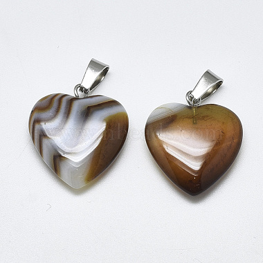 Natural Banded Agate/Striped Agate Pendants(G-T122-24I)-2