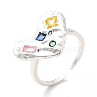 Colorful Cubic Zirconia Open Cuff Ring(RJEW-P040-01A-S)-2