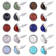 10 Pairs 10 Style Natural & Synthetic Mixed Gemstone Flat Round Stud Earrings(EJEW-AN0003-50)-1