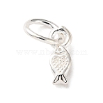 925 Sterling Silver Fish Charms with Jump Rings, Silver, 8x3x1.3mm, Hole: 3.8mm(STER-H118-09S)