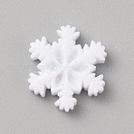 Christmas Opaque Resin Cabochons, Glitter Snowflake, White, 18x16x4mm(RESI-WH0038-06B)