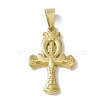 PVD Vacuum Plating 304 Stainless Steel Pendants, Long-Lasting Plated, Egyptian Ankh Cross, Golden, 34x21x3mm, Hole: 9x4.5mm(STAS-A062-33G)