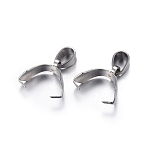 Non-Tarnish 201 Stainless Steel Pendant Pinch Bails, Stainless Steel Color, 12.5x13.5x5mm, Hole: 5x3.5mm, Pin: 0.5mm(X-STAS-P223-16P)